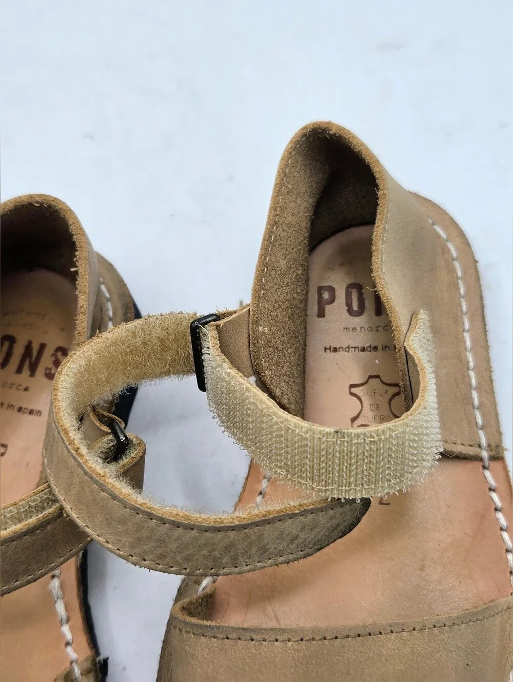 PONS Avarcas Leather Sandals Tan Beige Kids Size US 12 EUR 30 Handmade Spain